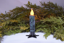 Load image into Gallery viewer, Set of TWO (2) &quot;Starry Night&quot; Black Glitter 4 inch LED Wax Dipped Taper Candles with Timer, Battery Operated Candles, Country Primitive