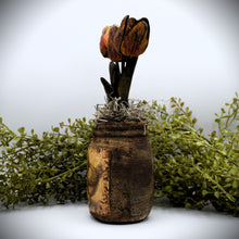 Load image into Gallery viewer, Primitive Spring Chick Mason Jar Tulip Floral Arrangement, Country Primitive Farmhouse Home Decor, Spring and Easter Decor, Cottagecore