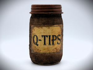 Primitive Bathroom Set, Q-Tips Jar and Cottonballs Jar, Grungy Style Primitive Bathroom Decor, Country Farmhouse Bathroom