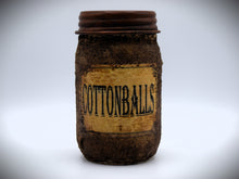 Load image into Gallery viewer, Primitive Bathroom Set, Q-Tips Jar and Cottonballs Jar, Grungy Style Primitive Bathroom Decor, Country Farmhouse Bathroom