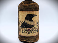 Load image into Gallery viewer, Madame Crow Primitive Grubby Bottle Floral Arrangement, Country Primitive Farmhouse Home Decor, Crow Collection