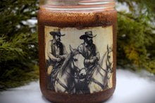 Load image into Gallery viewer, Extra Scented 16 oz Grubby Jar Cowboy Candle, Caramel Pipe Tobacco, Leather, and Fresh Coffee, Masculine Scents, Western Ranch Collection