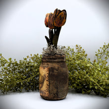 Load image into Gallery viewer, Primitive Spring Chick Mason Jar Tulip Floral Arrangement, Country Primitive Farmhouse Home Decor, Spring and Easter Decor, Cottagecore