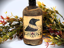 Load image into Gallery viewer, Madame Crow Primitive Grubby Bottle Floral Arrangement, Country Primitive Farmhouse Home Decor, Crow Collection