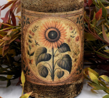 Load image into Gallery viewer, Primitive Sunflower Grubby Bottle Arrangement, Country Primitive Farmhouse Home Decor, Cottagecore, Summer Floral, Fall Floral