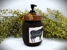 Load image into Gallery viewer, Farm Fresh Buttermilk, Pint Mason Hand Soap Dispenser, Country Farmhouse Bathroom or Kitchen, Country Primitive, Cow Themed Home Decor