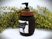 Load image into Gallery viewer, Farm Fresh Buttermilk, Pint Mason Hand Soap Dispenser, Country Farmhouse Bathroom or Kitchen, Country Primitive, Cow Themed Home Decor