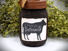 Load image into Gallery viewer, Farm Fresh Buttermilk, Pint Mason Hand Soap Dispenser, Country Farmhouse Bathroom or Kitchen, Country Primitive, Cow Themed Home Decor