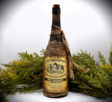 Load image into Gallery viewer, Sam Thompson Old Monongahela Rye Whiskey Bottle, 1791, Vintage Distressed Style Reproduction Whiskey Wine Bottle Centerpiece