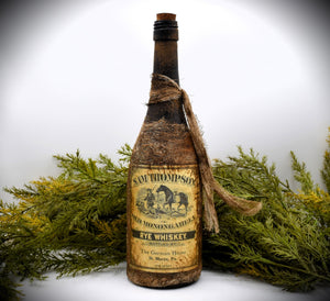 Sam Thompson Old Monongahela Rye Whiskey Bottle, 1791, Vintage Distressed Style Reproduction Whiskey Wine Bottle Centerpiece