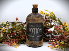 Load image into Gallery viewer, Apothecary Potion Bottles, Halloween Decor, Primitive Aged Apothecary Bottles