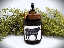 Load image into Gallery viewer, Farm Fresh Buttermilk, Pint Mason Hand Soap Dispenser, Country Farmhouse Bathroom or Kitchen, Country Primitive, Cow Themed Home Decor