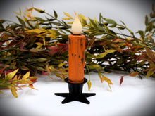 Load image into Gallery viewer, Set of (2) Two Grungy Harvest Orange (4 inch) LED Wax Dipped Battery Operated Flameless Timer Taper Candles, Country Primitive Home Decor