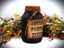 Load image into Gallery viewer, Autumn Pantry Fixins Grubby Coated Mason Jar, Primitive Pantry Jar, Farmhouse Kitchen Decor, Country Primitive Decor, Kitchen Storage