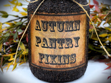 Load image into Gallery viewer, Autumn Pantry Fixins Grubby Coated Mason Jar, Primitive Pantry Jar, Farmhouse Kitchen Decor, Country Primitive Decor, Kitchen Storage