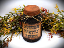 Load image into Gallery viewer, Autumn Pantry Fixins Grubby Coated Mason Jar, Primitive Pantry Jar, Farmhouse Kitchen Decor, Country Primitive Decor, Kitchen Storage