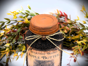 Harvest Blend Apple Butter Grubby Coated Mason Jar, Primitive Pantry Jar, Farmhouse Kitchen Decor, Country Primitive Decor, Fall Decor