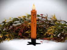 Load image into Gallery viewer, Set of (2) Two Grungy Harvest Orange (7 inch) LED Wax Dipped Battery Operated Flameless Timer Taper Candles, Country Primitive Home Decor